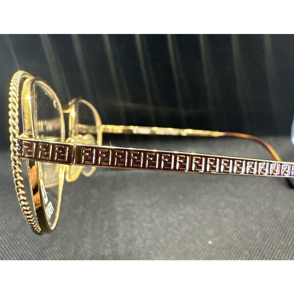 Vintage FENDI 80's Designer Gold Monogram Eyeglass Frame Mod FV 173 DEMO LENSES - Picture 7 of 15